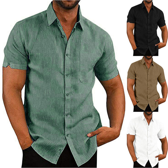 Summer Men Lapel Short-Sleeved Shirt