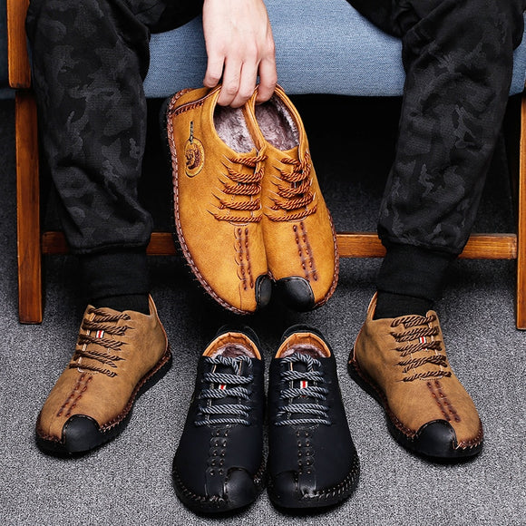 2019 Winter Men's Leather Casual Warm Shoes