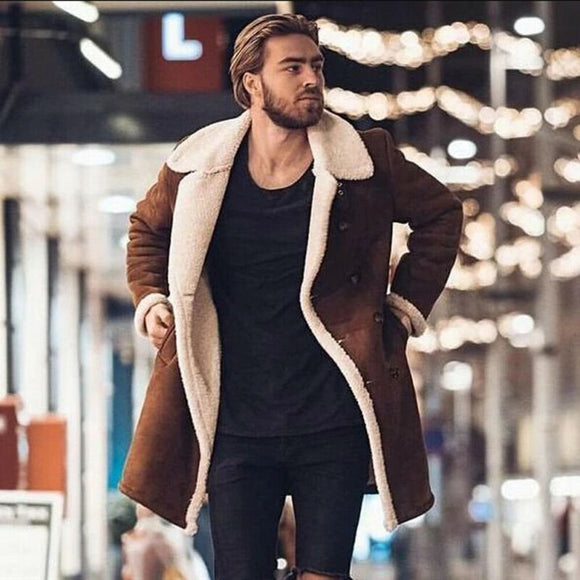 Men Wool Trench Warm Long Outwear Overcoat