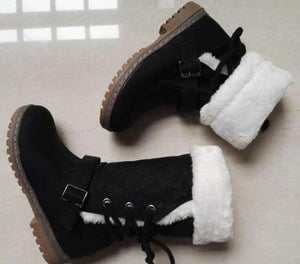 Women's Shoes - Outdoor Faux Fur Lace-up Back Snow Boots