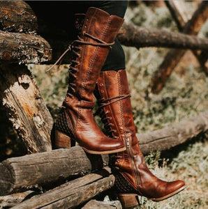 Vintage Knee High Lace Up Boots