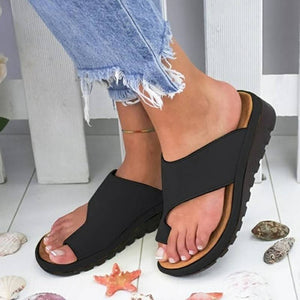 Breathable Leather Platform Open Toe Comfortable Slippers