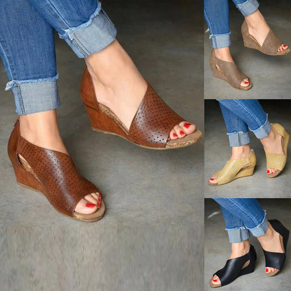 Peep Toe Med Heels Heel Shoes Sandals Platform Womens Sandals