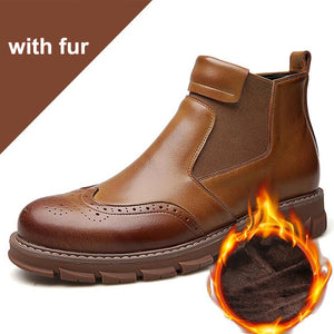 Men's Shoes - Winter Fur Leather Chelsea Boots