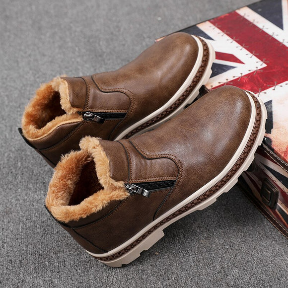 New Leather Ankle Snow Men Boots