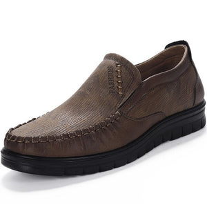 Men's Shoes - Fashion Large Size Leather Slip On Casual Style Flats Soft Shoes