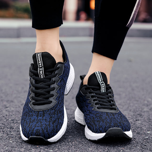 Spring Casual Breathable No-slip Male Flyknit Lace Up Men Shoes Sneakers