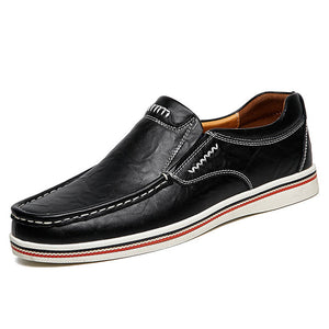 Men Large Size Cow Leather Wear-resistant Slip On Casual Shoes