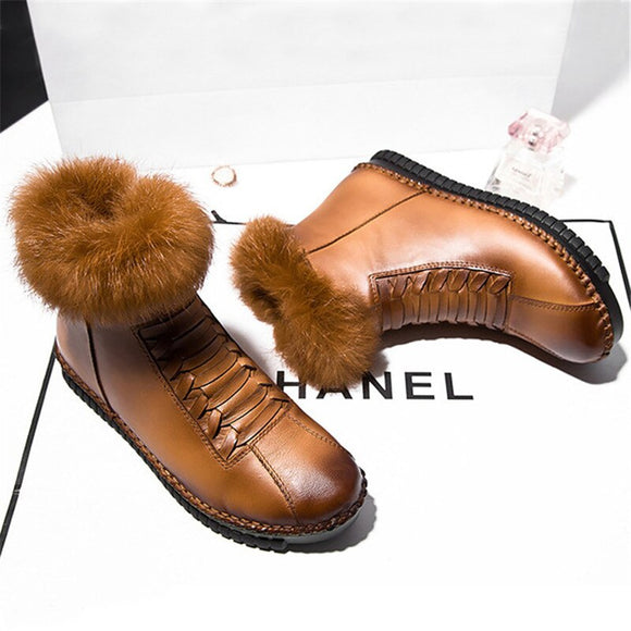 Women's Shoes-New Arrival Genuine Leather Ladies' Casual Waterproof Ankle Boots